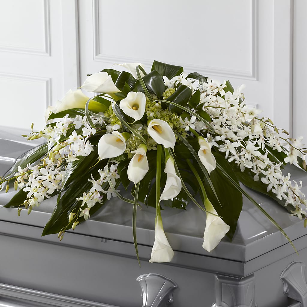 Angel Wings Casket Spray – PETALS & HEARTS FLOWER SHOP, Monterey Park CA