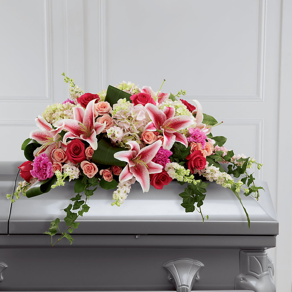 Splendid Grace Casket Spray – PETALS & HEARTS FLOWER SHOP, Monterey Park CA