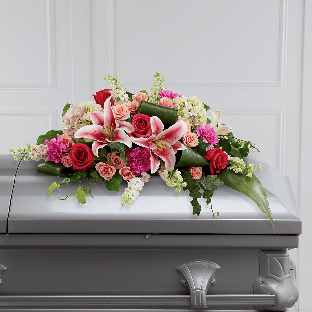 Splendid Grace Casket Spray – PETALS & HEARTS FLOWER SHOP, Monterey Park CA