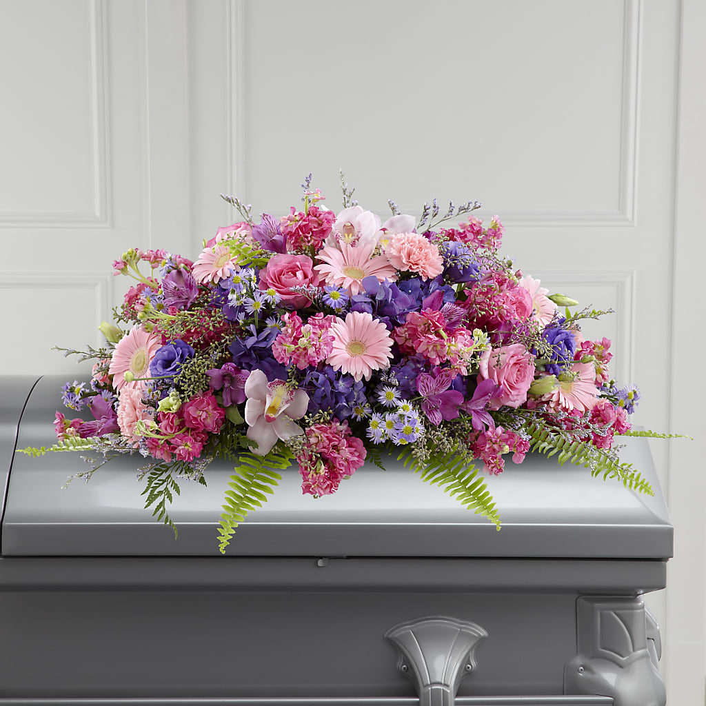 Glorious Garden Casket Spray – PETALS & HEARTS FLOWER SHOP, Monterey Park CA
