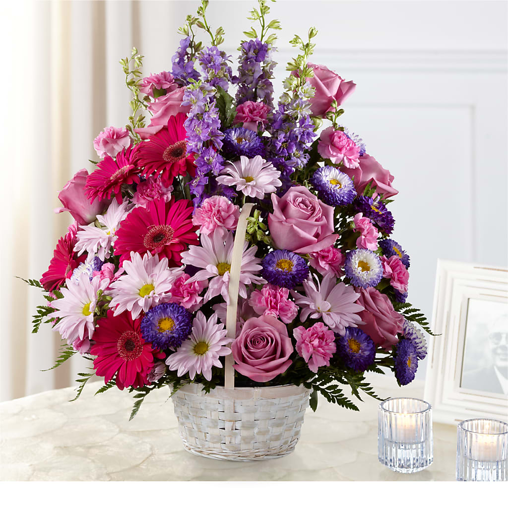 Pastel Peace Basket – PETALS & HEARTS FLOWER SHOP, Monterey Park CA