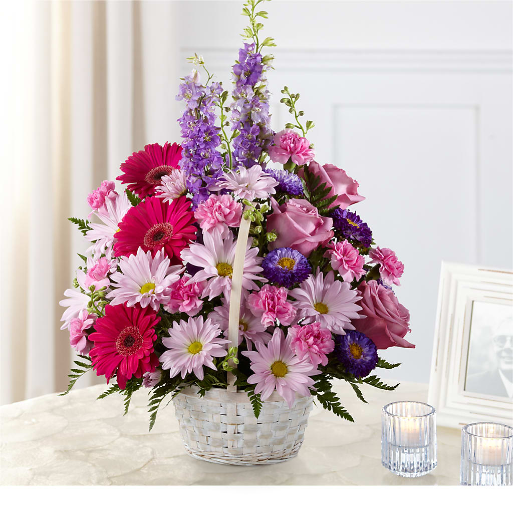 Pastel Peace Basket – PETALS & HEARTS FLOWER SHOP, Monterey Park CA