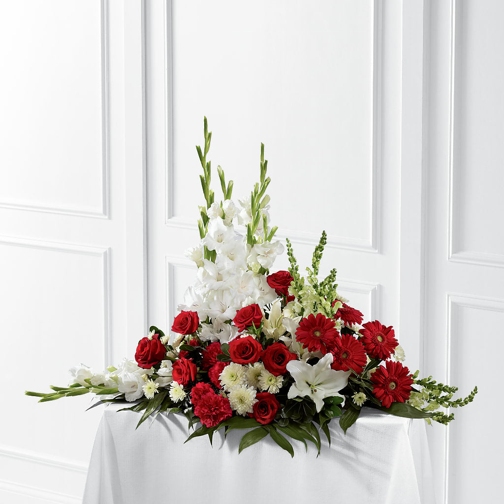 Crimson & White Arrangement – PETALS & HEARTS FLOWER SHOP, Monterey Park CA