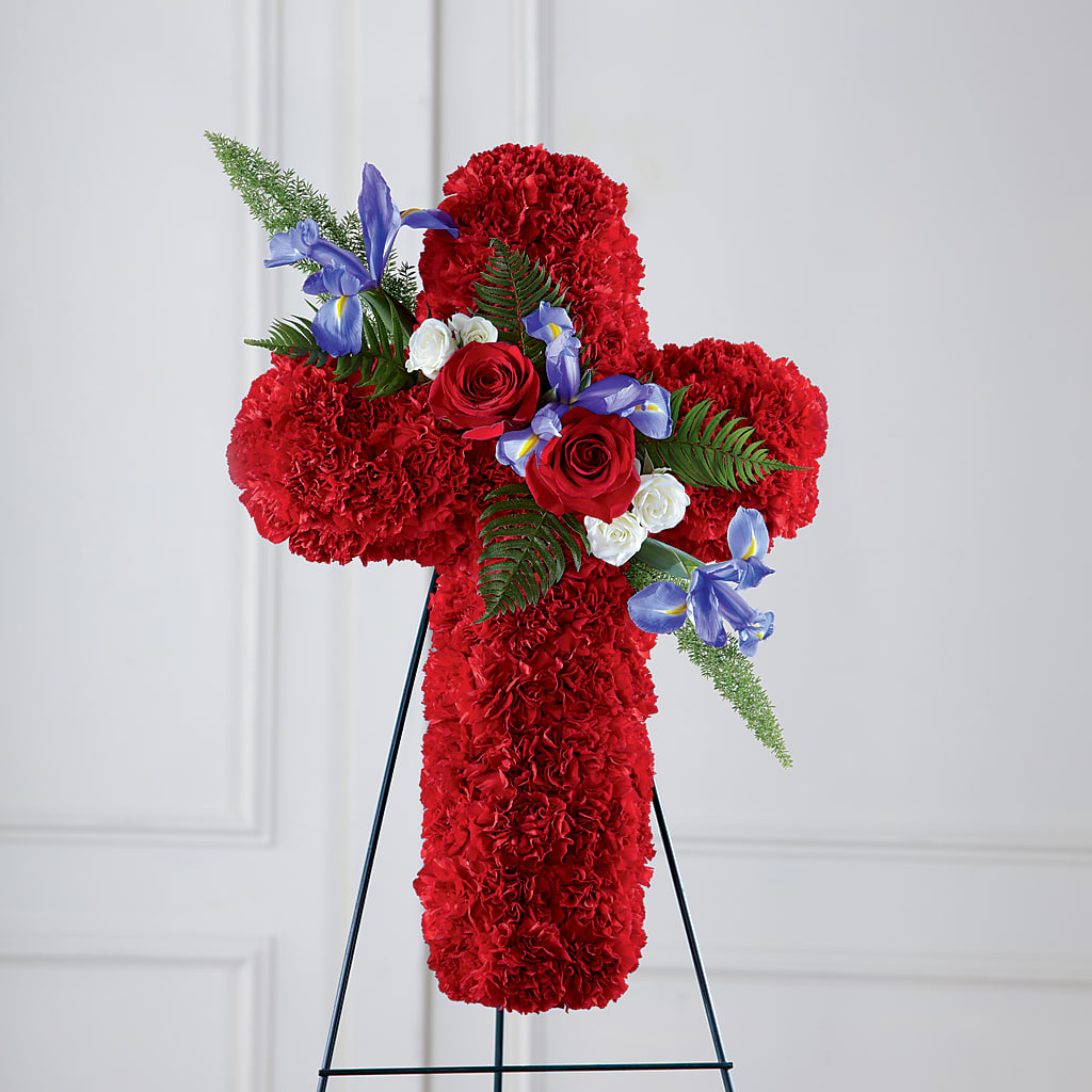 Faithful Hero Floral Cross – PETALS & HEARTS FLOWER SHOP, Monterey Park CA