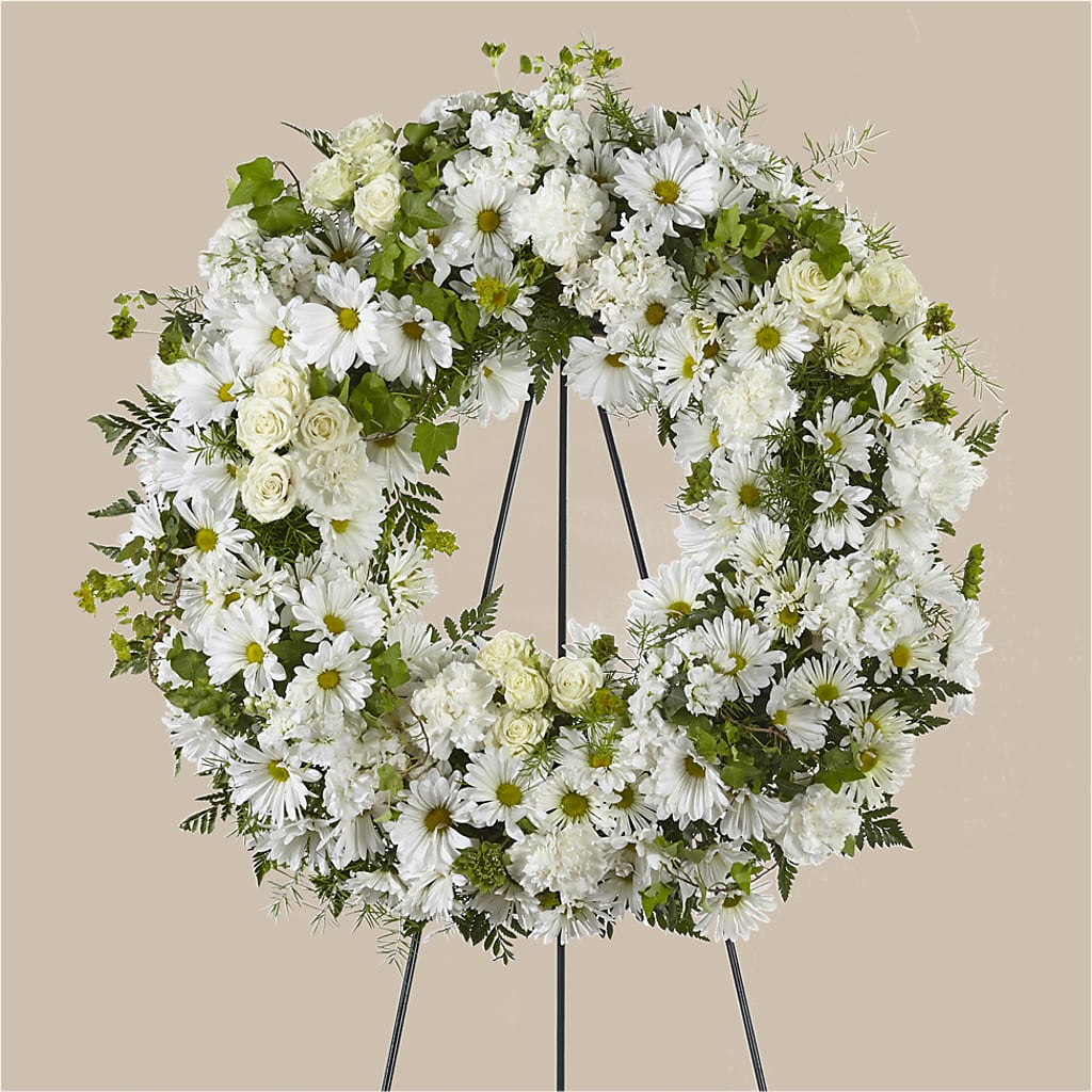 Faithful Wishes Wreath – PETALS & HEARTS FLOWER SHOP, Monterey Park CA