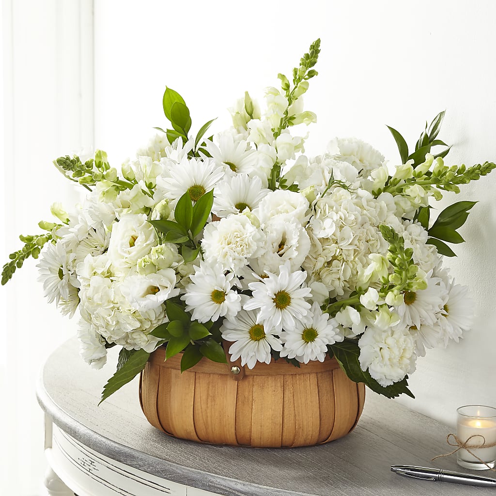 Pure Ivory Basket – PETALS & HEARTS FLOWER SHOP, Monterey Park CA