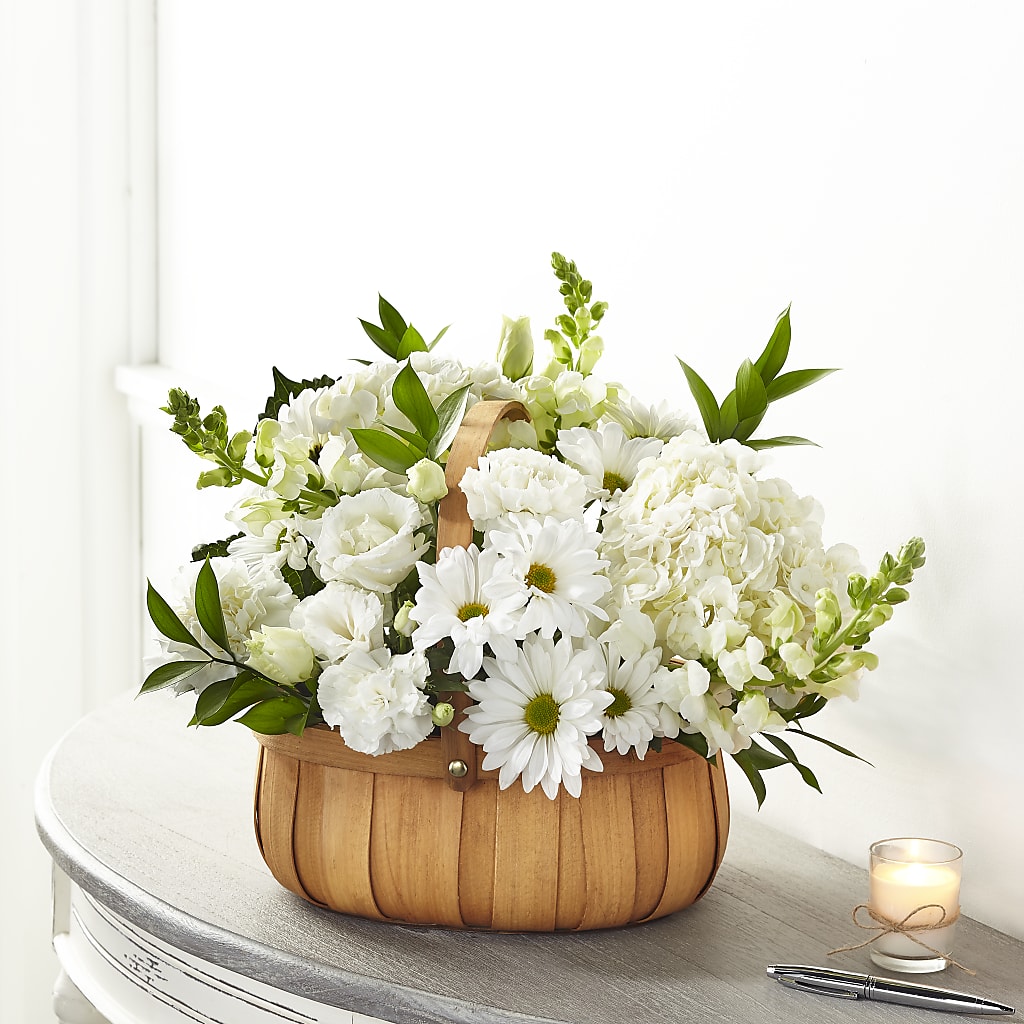 Pure Ivory Basket – PETALS & HEARTS FLOWER SHOP, Monterey Park CA