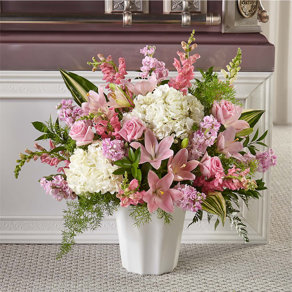 Simply Serene Floor Basket – PETALS & HEARTS FLOWER SHOP, Monterey Park CA