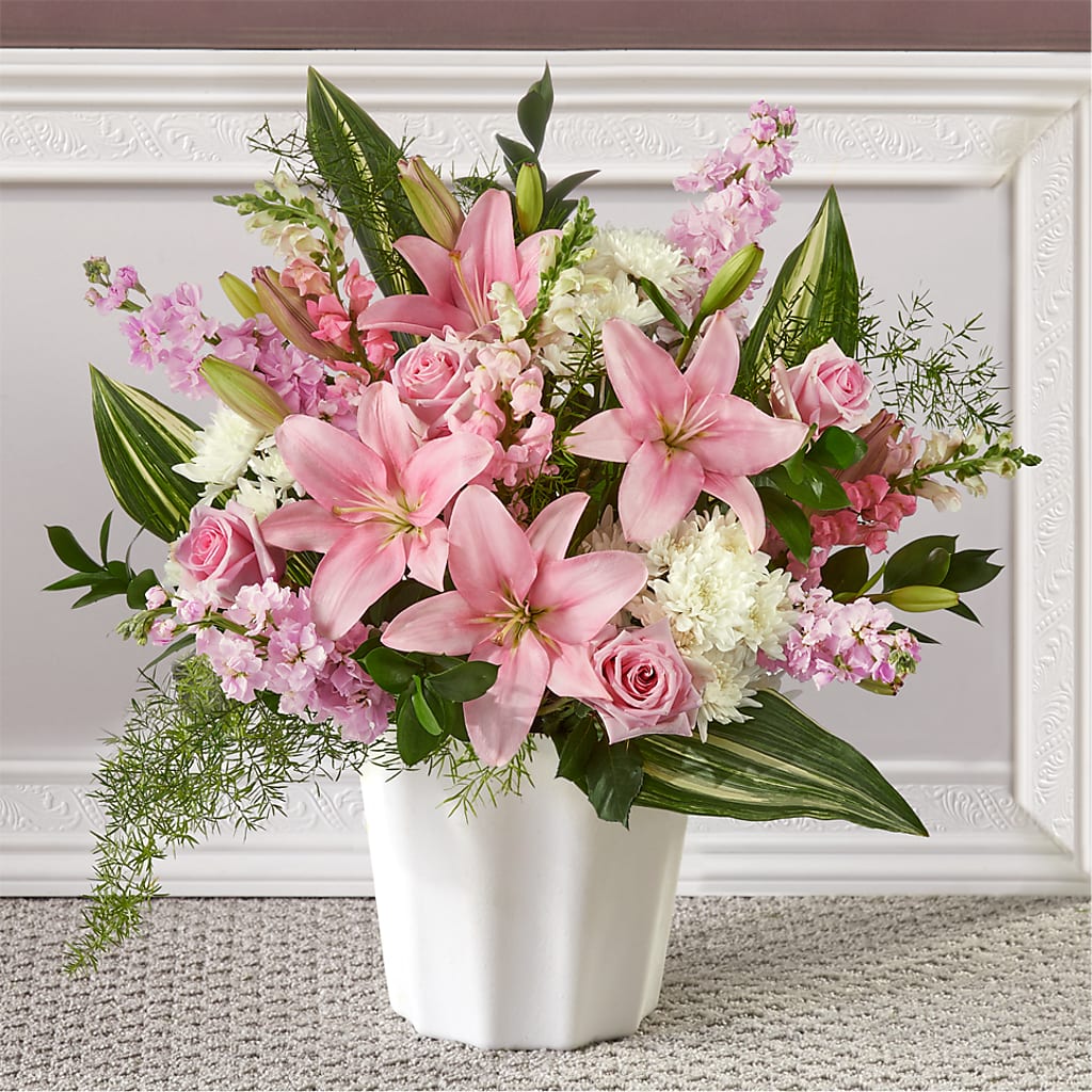 Simply Serene Floor Basket – PETALS & HEARTS FLOWER SHOP, Monterey Park CA
