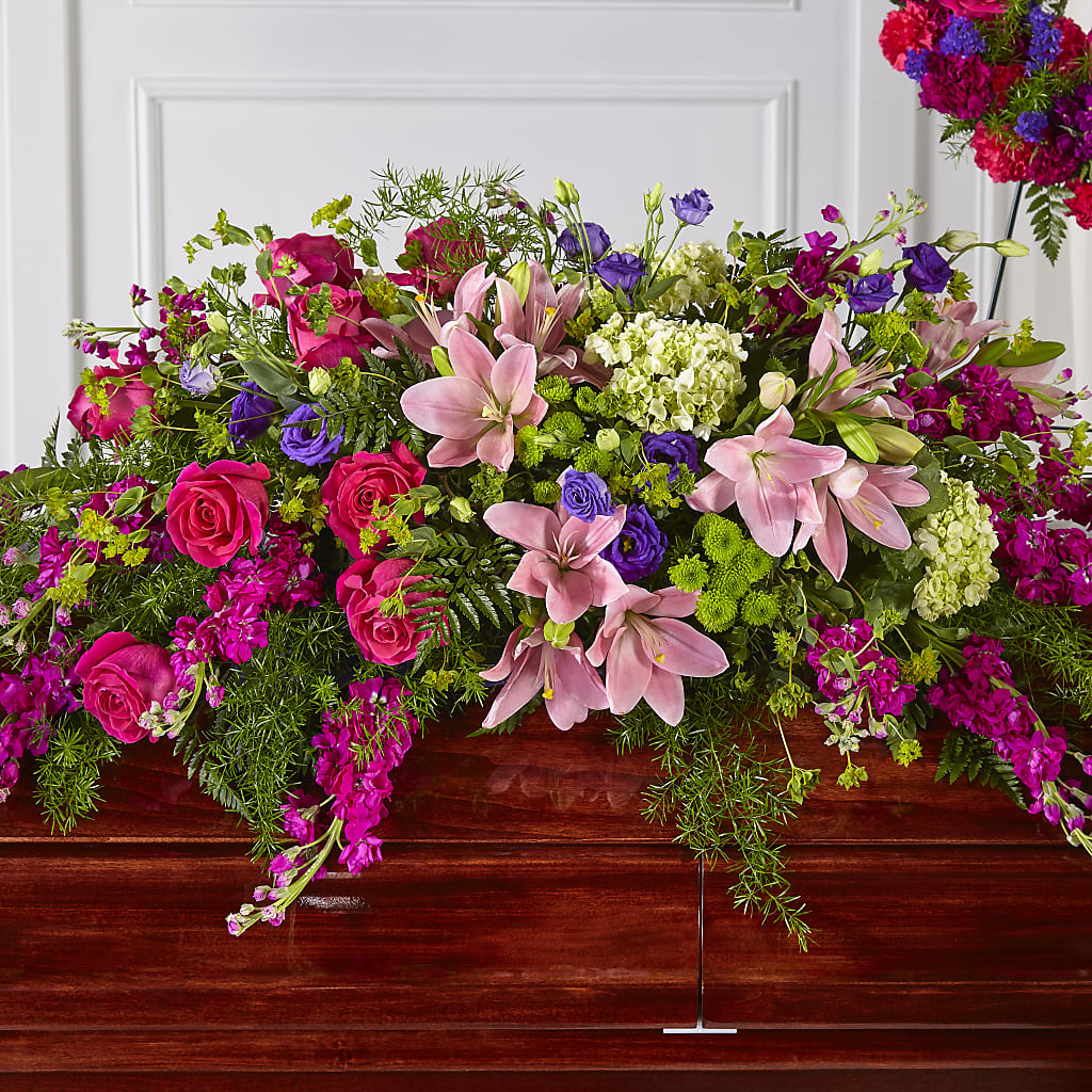 Radiant Tribute Casket Spray – PETALS & HEARTS FLOWER SHOP, Monterey Park CA