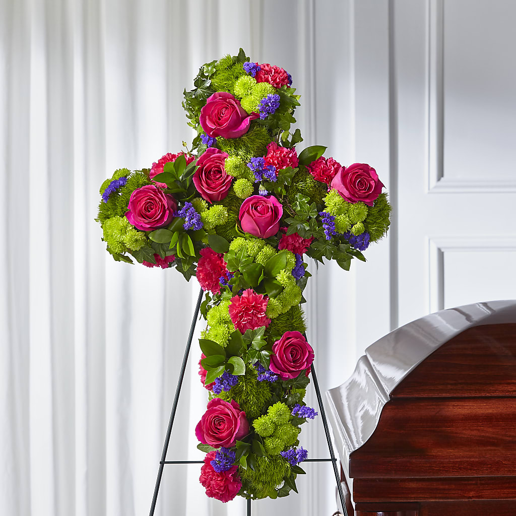 Tribute Rose Floral Cross – PETALS & HEARTS FLOWER SHOP, Monterey Park CA