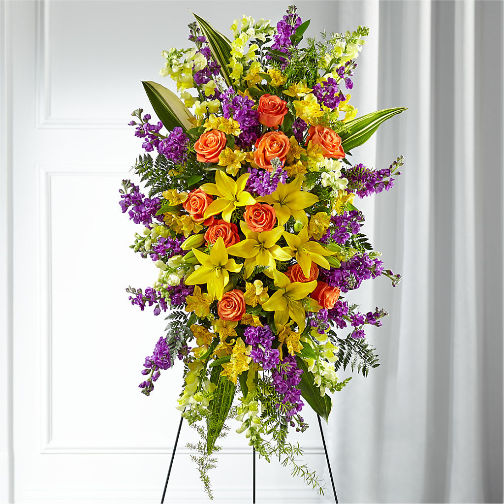Thoughtful Prayers Standing Spray – PETALS & HEARTS FLOWER SHOP, Monterey Park CA