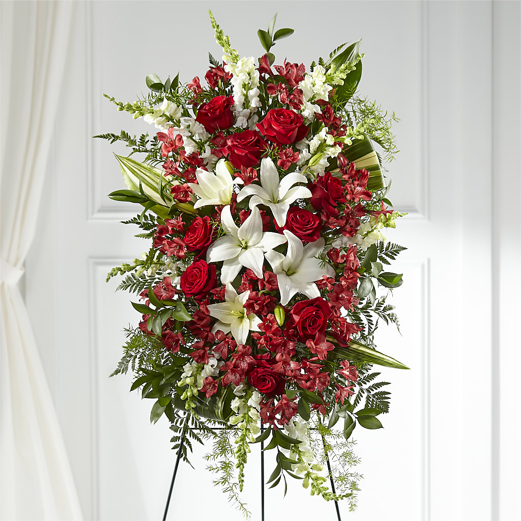 Everlasting Memory Standing Spray – PETALS & HEARTS FLOWER SHOP, Monterey Park CA