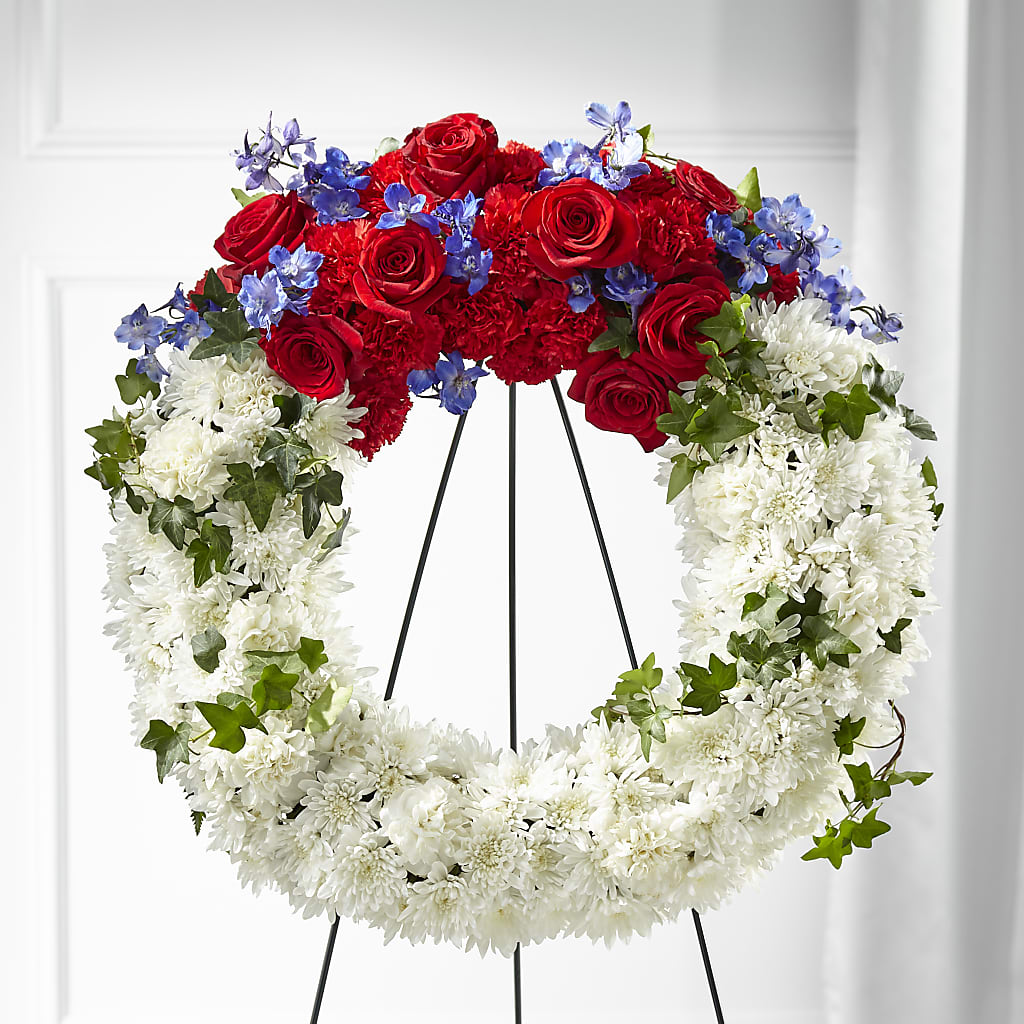 Patriotic Passion Wreath – PETALS & HEARTS FLOWER SHOP, Monterey Park CA