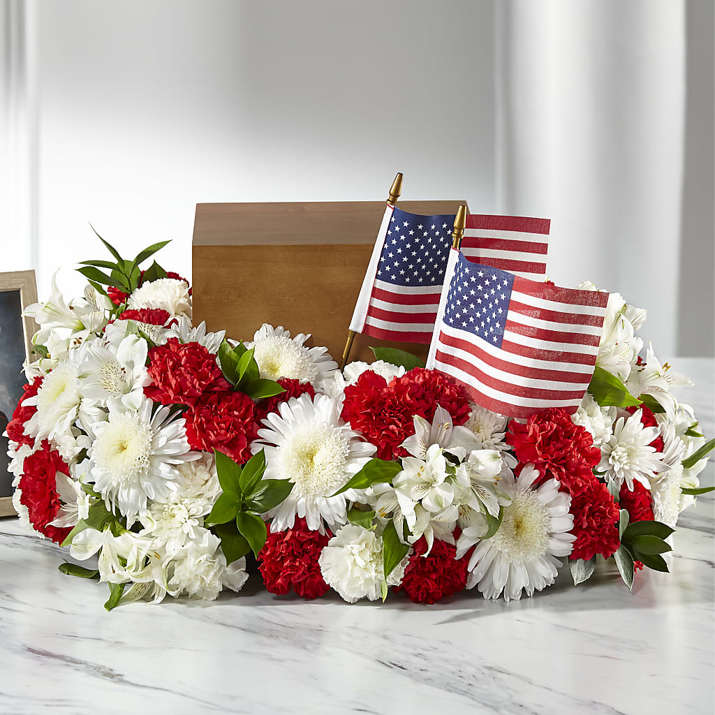 Spirit of Patriotism Cremation Adornment – PETALS & HEARTS FLOWER SHOP, Monterey Park CA