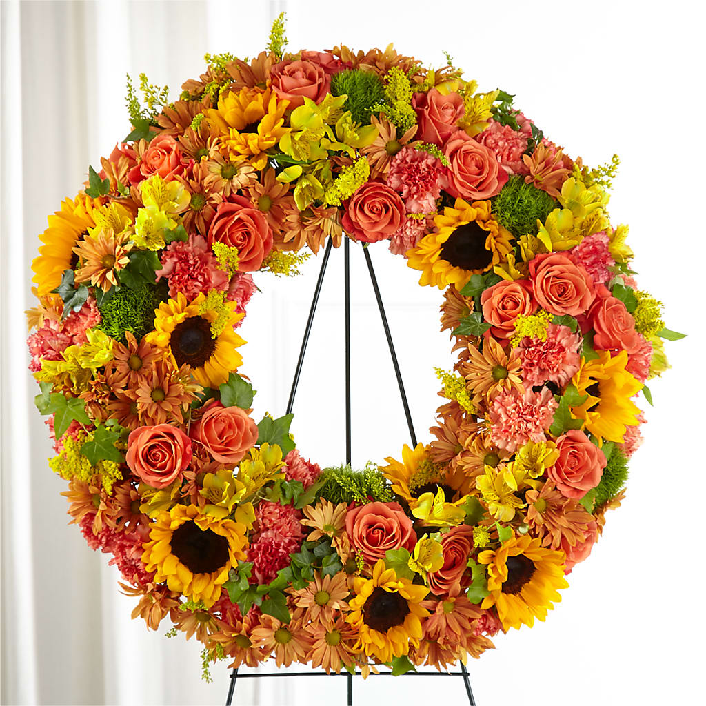 Autumnal Memories Wreath (Standard) – PETALS & HEARTS FLOWER SHOP, Monterey Park CA