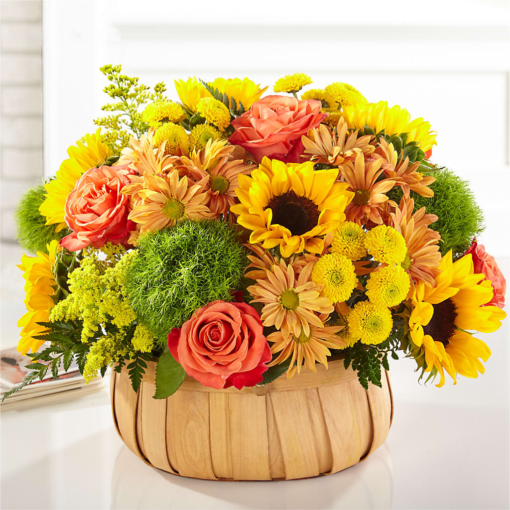 Harvest Sunflower Basket – PETALS & HEARTS FLOWER SHOP, Monterey Park CA