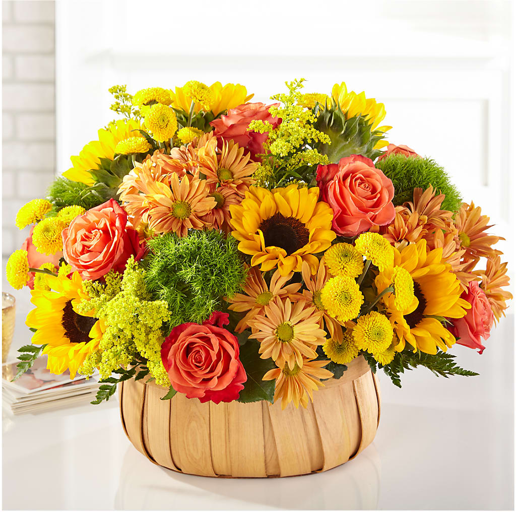 Harvest Sunflower Basket – PETALS & HEARTS FLOWER SHOP, Monterey Park CA