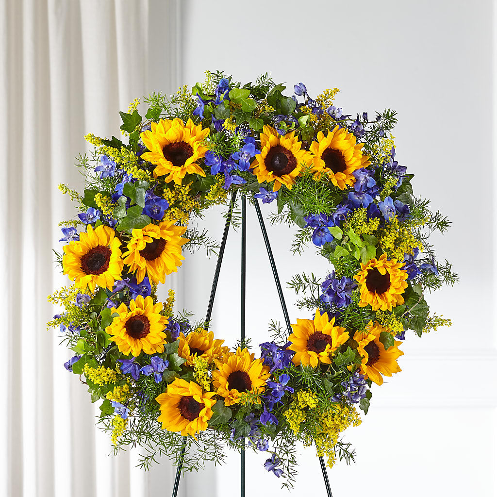 Bright Rays Wreath – PETALS & HEARTS FLOWER SHOP, Monterey Park CA