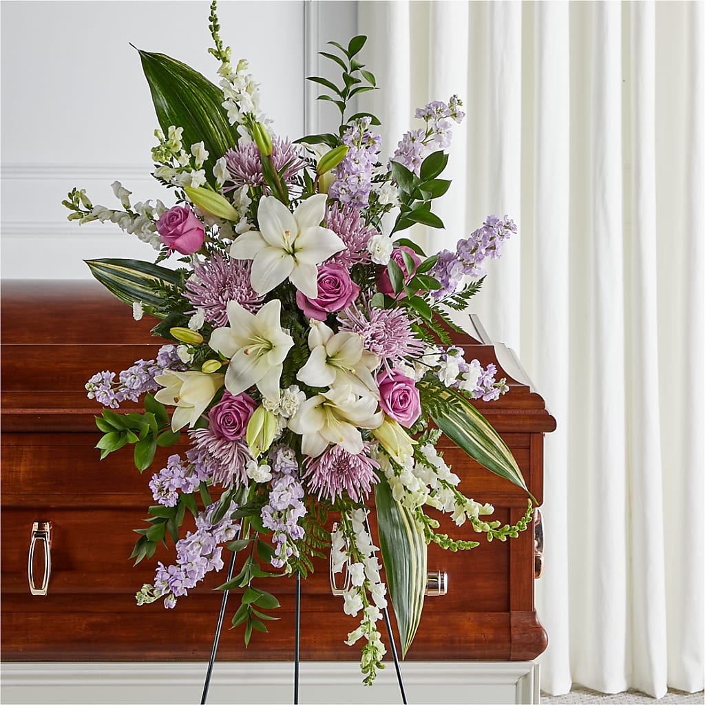 Grateful Hearts Standing Spray – PETALS & HEARTS FLOWER SHOP, Monterey Park CA