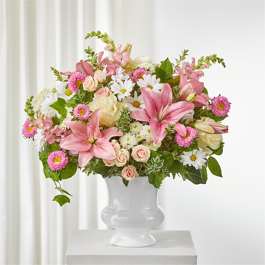 Empathetic Blooms Urn Arrangement – PETALS & HEARTS FLOWER SHOP, Monterey Park CA
