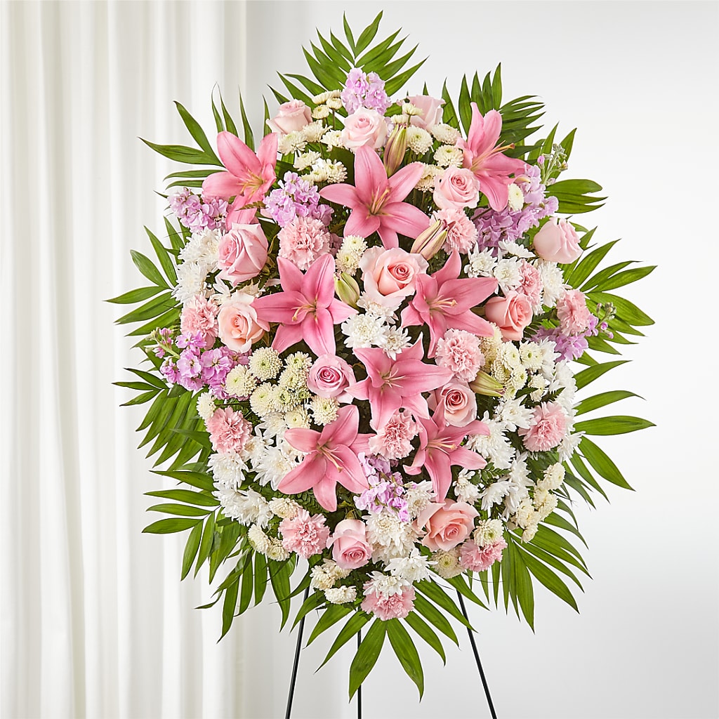 Offering Solace Standing Spray – PETALS & HEARTS FLOWER SHOP, Monterey Park CA