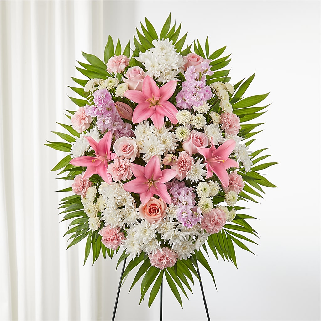 Offering Solace Standing Spray – PETALS & HEARTS FLOWER SHOP, Monterey Park CA