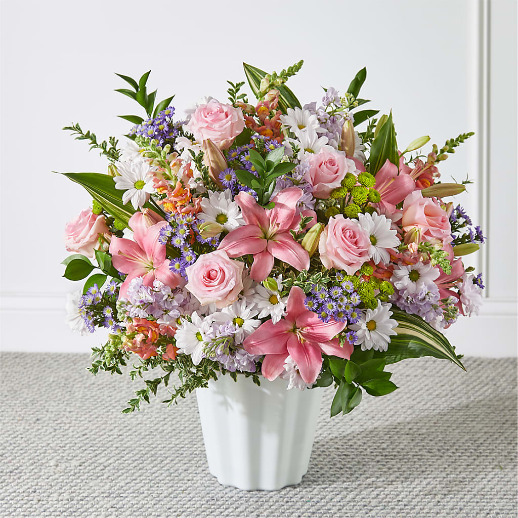 Abundant Compassion Floor Basket – PETALS & HEARTS FLOWER SHOP, Monterey Park CA