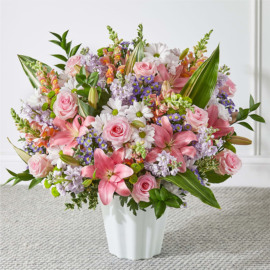 Abundant Compassion Floor Basket – PETALS & HEARTS FLOWER SHOP, Monterey Park CA
