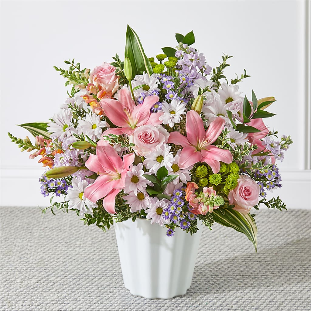 Abundant Compassion Floor Basket – PETALS & HEARTS FLOWER SHOP, Monterey Park CA