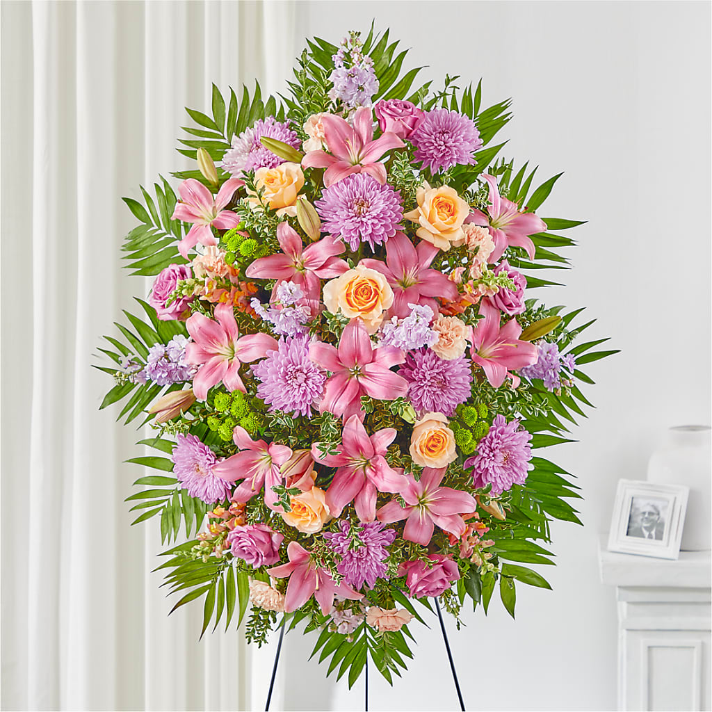 Love & Light Standing Spray – PETALS & HEARTS FLOWER SHOP, Monterey Park CA