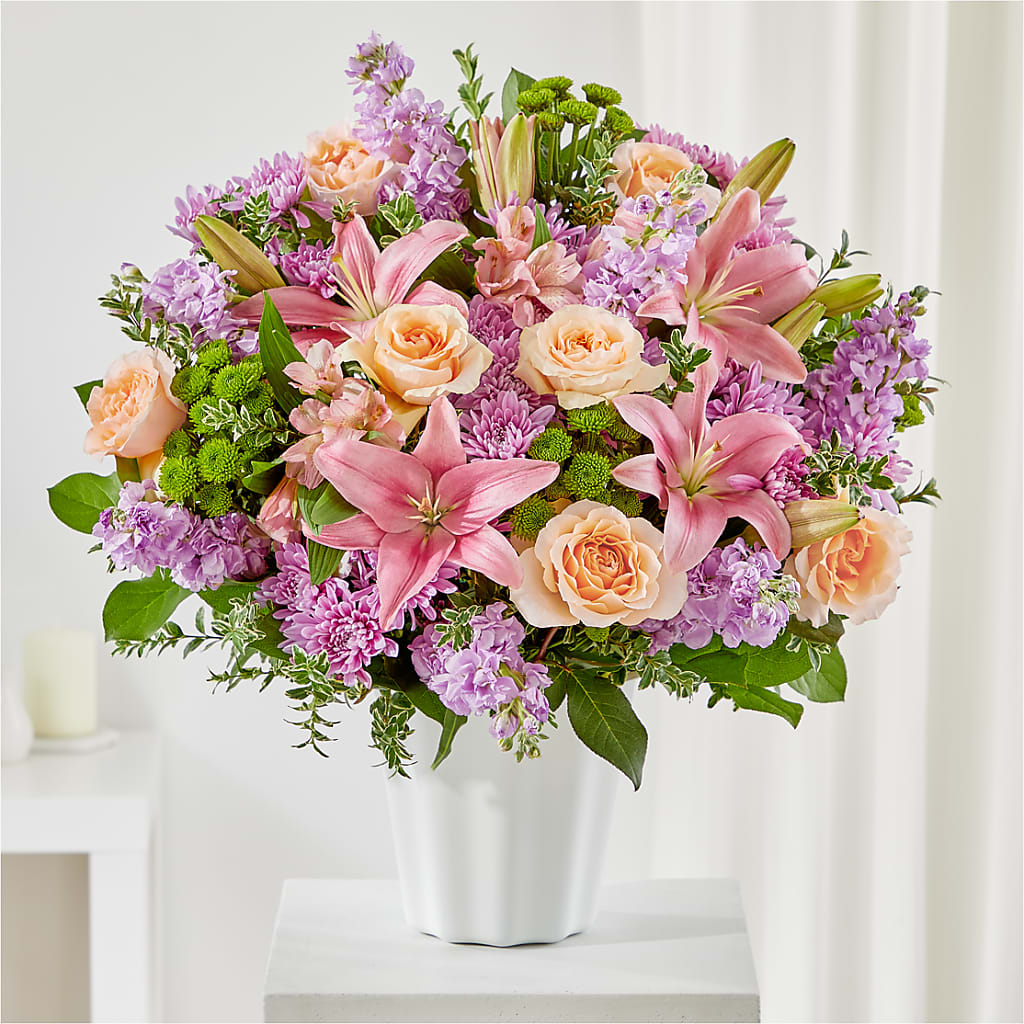 Supportive Embrace Tabletop Basket – PETALS & HEARTS FLOWER SHOP, Monterey Park CA