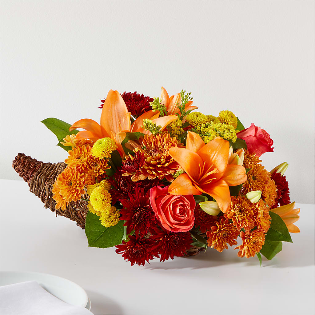 Bouquet of Blessings Cornucopia – PETALS & HEARTS FLOWER SHOP, Monterey Park CA