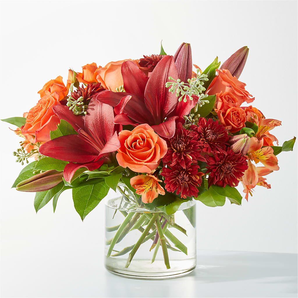 Crimson Leaves Bouquet – PETALS & HEARTS FLOWER SHOP, Monterey Park CA