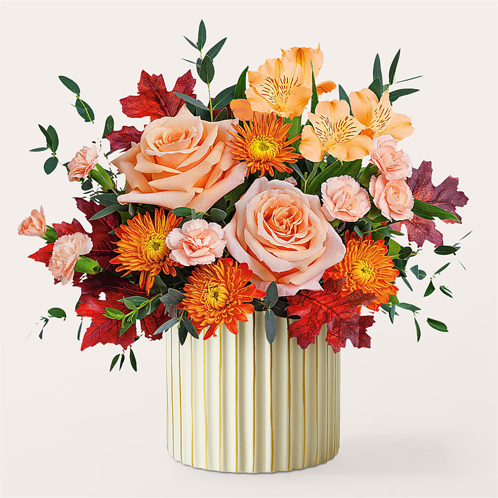 Spiced Latte Bouquet with Ivory Vase – PETALS & HEARTS FLOWER SHOP, Monterey Park CA