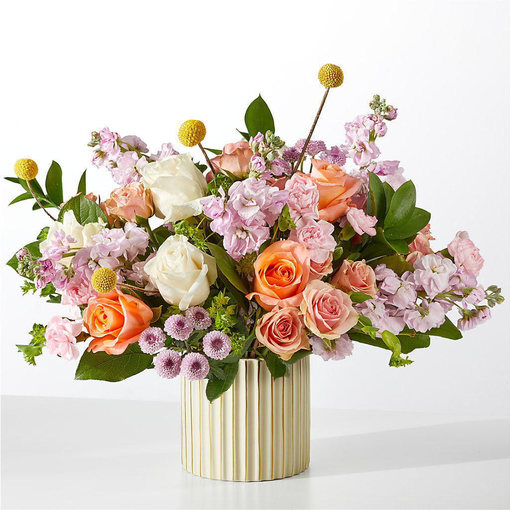 French Market Bouquet with Ivory Vase – PETALS & HEARTS FLOWER SHOP, Monterey Park CA