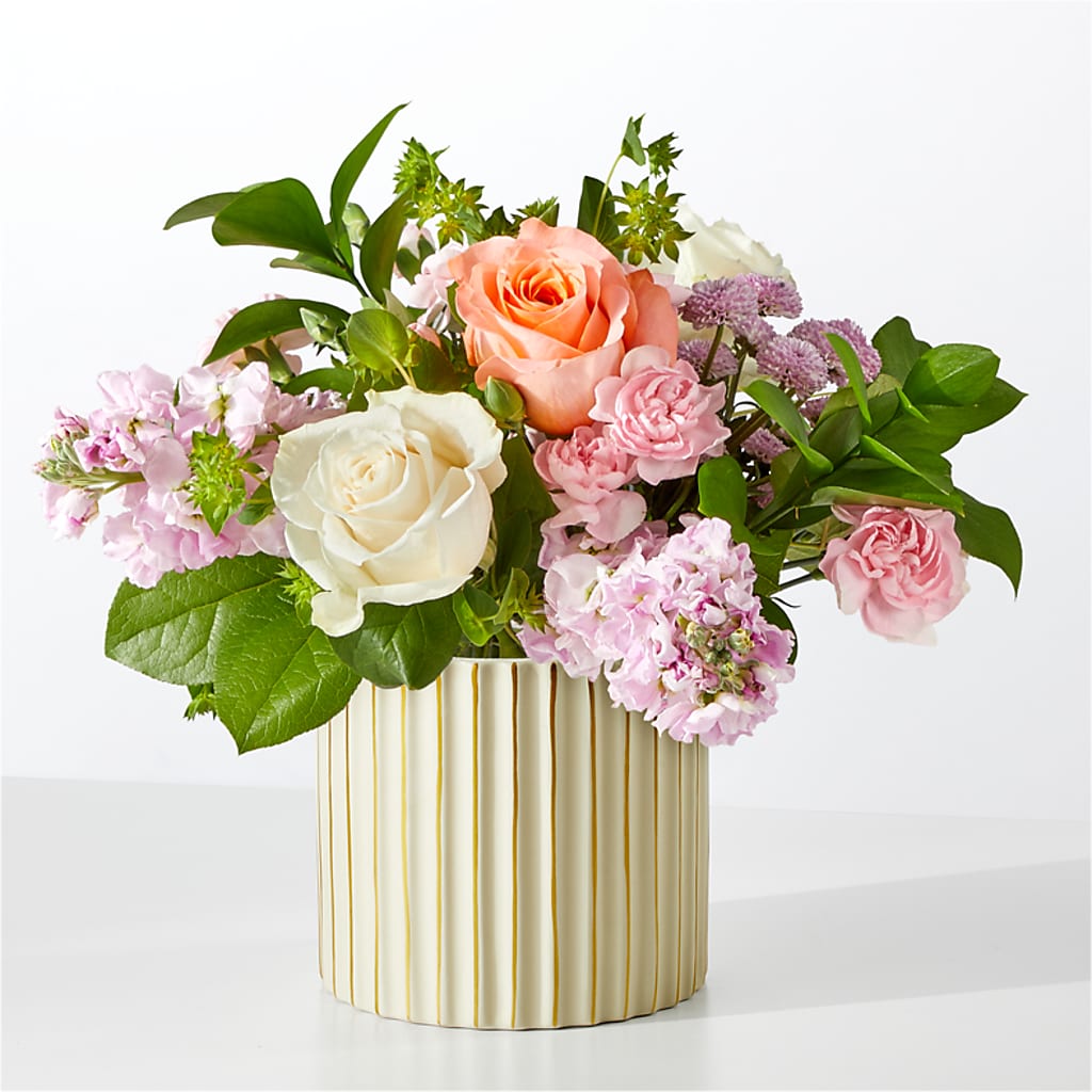 French Market Bouquet with Ivory Vase – PETALS & HEARTS FLOWER SHOP, Monterey Park CA
