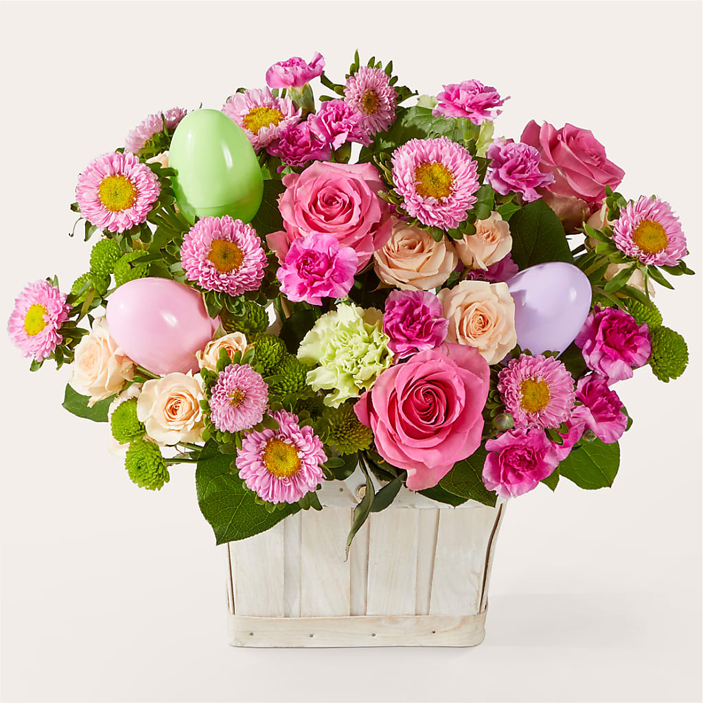 Get Eggcited Basket – PETALS & HEARTS FLOWER SHOP, Monterey Park CA
