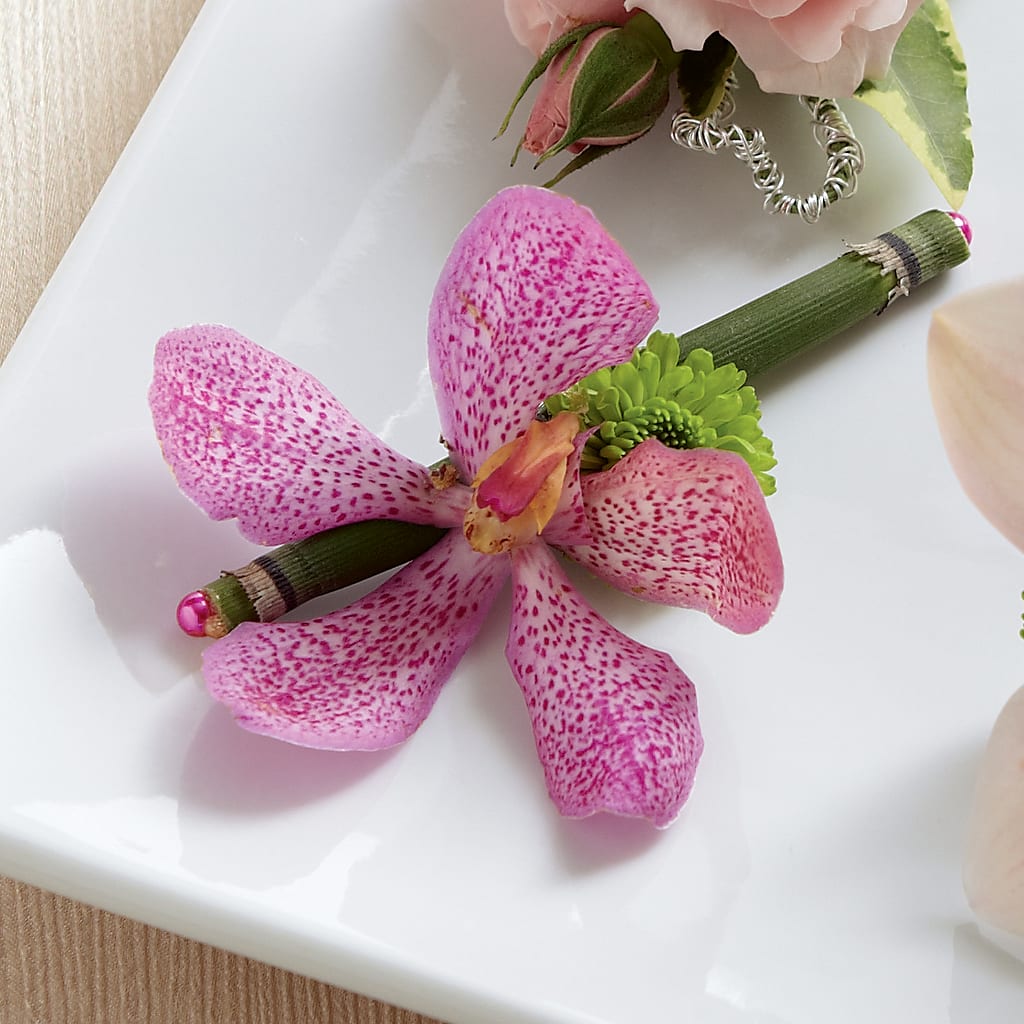 Pink Mokara Boutonniere – PETALS & HEARTS FLOWER SHOP, Monterey Park CA