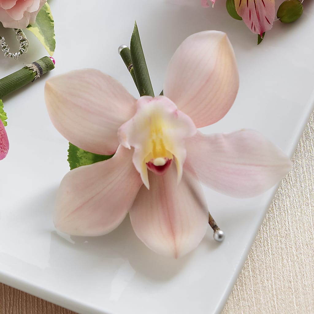 Pink Cymbidium Boutonniere – PETALS & HEARTS FLOWER SHOP, Monterey Park CA