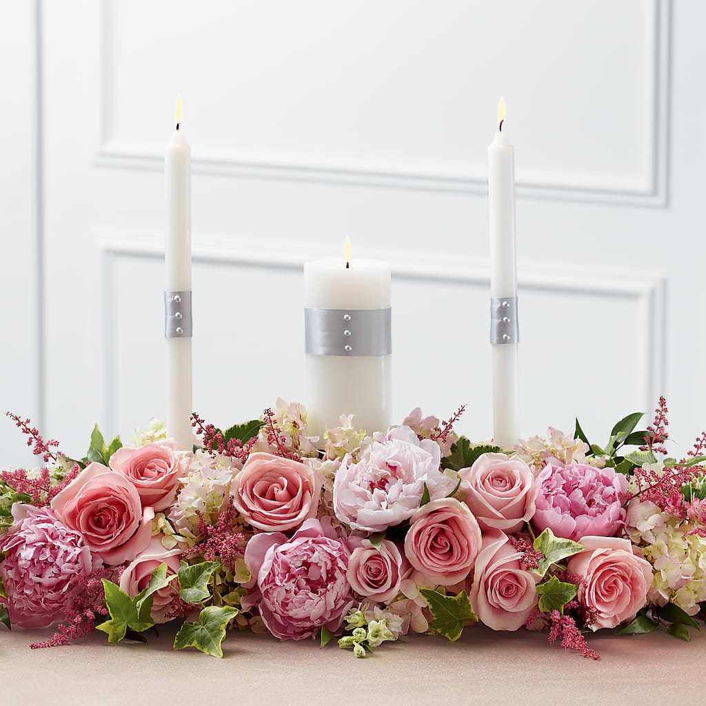 Worldwide Romance Unity Candle Arrangement – PETALS & HEARTS FLOWER SHOP, Monterey Park CA