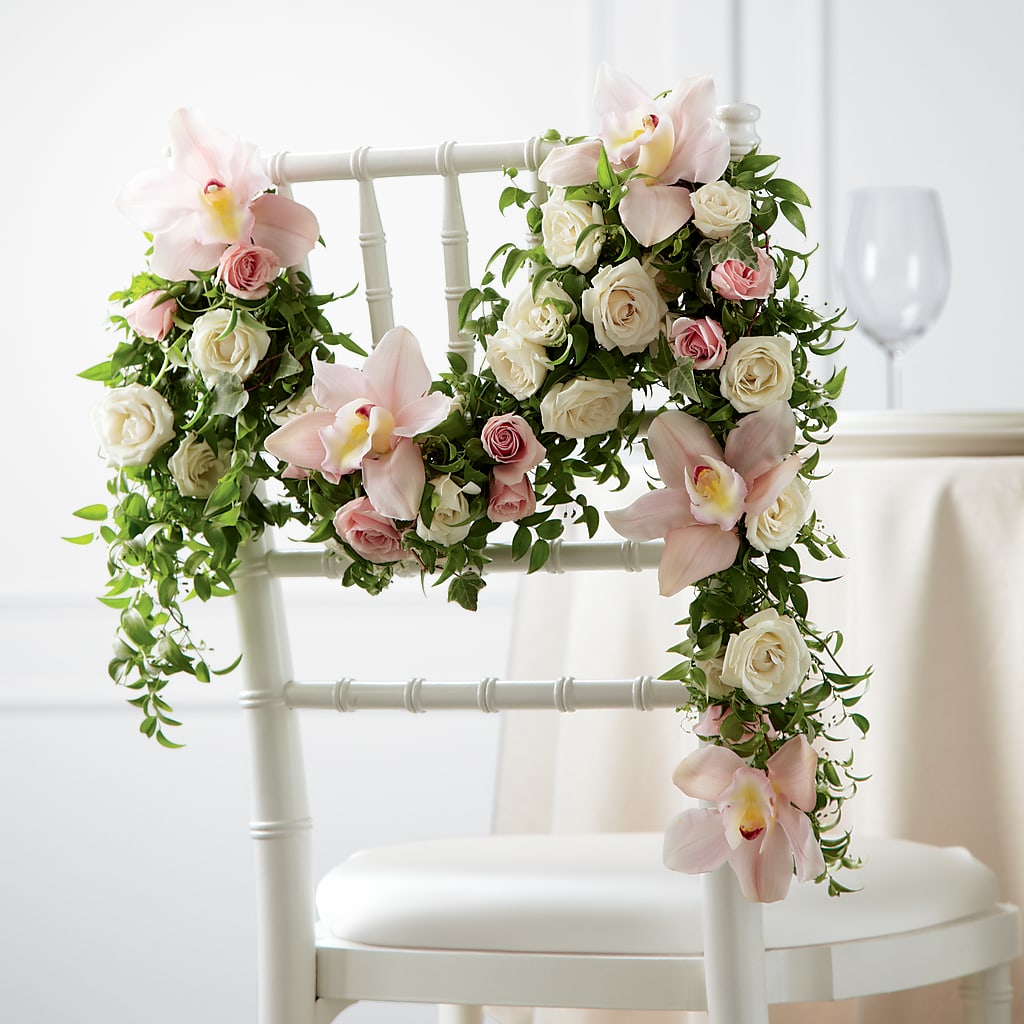 Orchid Rose Chair Décor – PETALS & HEARTS FLOWER SHOP, Monterey Park CA