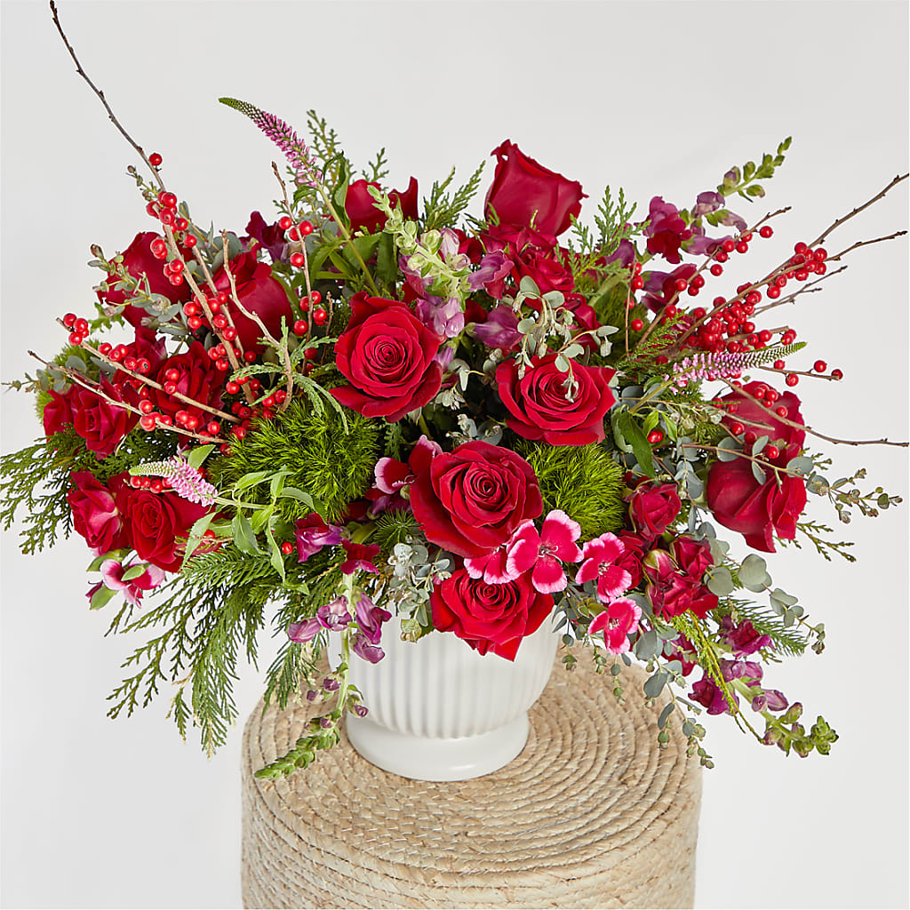 Big Red Bow Bouquet – PETALS & HEARTS FLOWER SHOP, Monterey Park CA