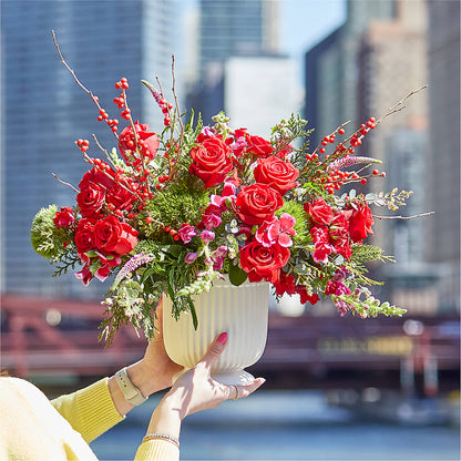 Big Red Bow Bouquet – PETALS & HEARTS FLOWER SHOP, Monterey Park CA