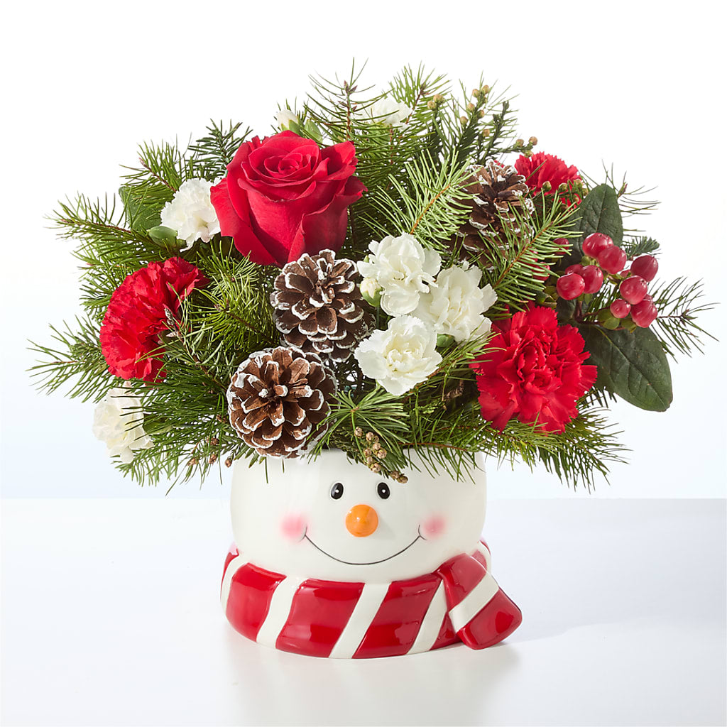 Jolly Snowman Bouquet – PETALS & HEARTS FLOWER SHOP, Monterey Park CA