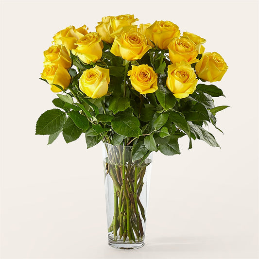 Long Stem Yellow Rose Bouquet – PETALS & HEARTS FLOWER SHOP, Monterey Park CA