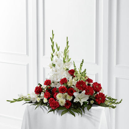 Crimson & White Arrangement – PETALS & HEARTS FLOWER SHOP, Monterey Park CA