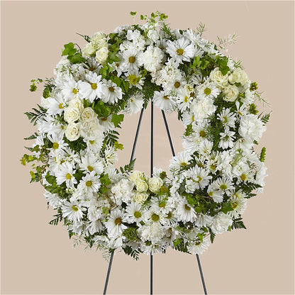 Faithful Wishes Wreath – PETALS & HEARTS FLOWER SHOP, Monterey Park CA