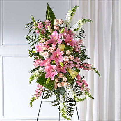 Elegant Embrace Standing Spray – PETALS & HEARTS FLOWER SHOP, Monterey Park CA