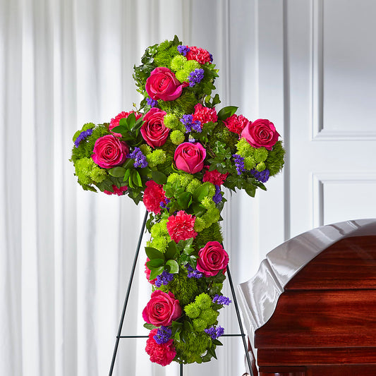 Tribute Rose Floral Cross – PETALS & HEARTS FLOWER SHOP, Monterey Park CA